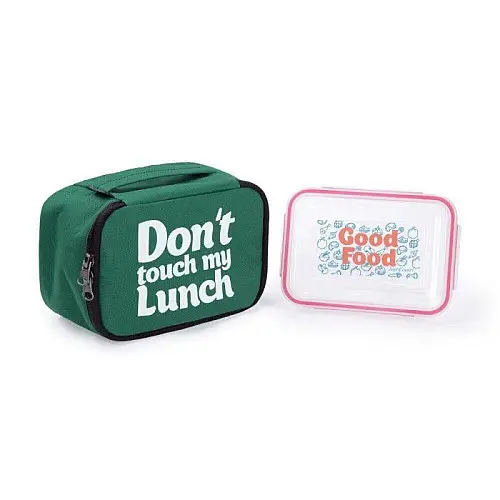 Термосумка "Ланч бег Do not touch my lunch" mini (зелена)