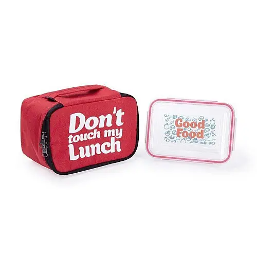 Термосумка "Ланч бег Do not touch my lunch" mini (червона)
