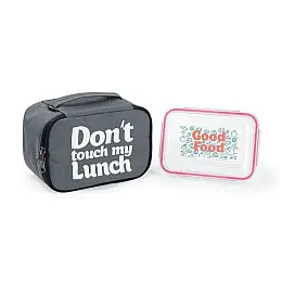 Термосумка "Ланч бег Do not touch my lunch" mini (сіра)