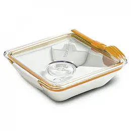 Ланч бокс квадратний Box Appetit Black + Blum (білий-помаранчевий)