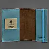 Обкладинка для паспорта зі шкіри 1.0 (темно-коричнева з бірюзовим)