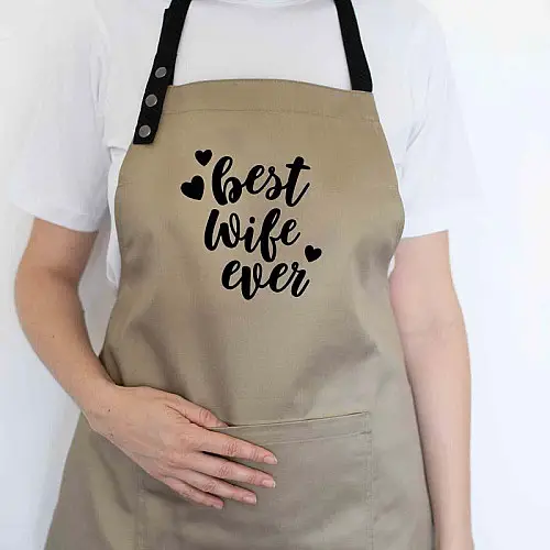 Женский фартук Best wife ever (бежевый)