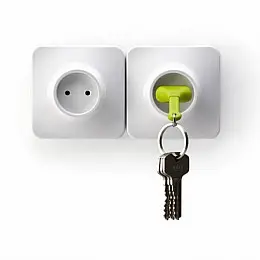 Ключниця настінна і брелок для ключів Unplug Qualy (білий-зелений)