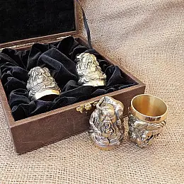 Набір бронзових чарок "Козацька рада" (4 шт)