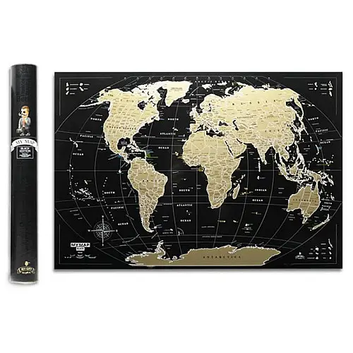 Чорна скретч-карта світу My Map Black edition Mini 61х41 (англійська мова) в тубусі