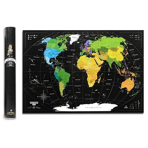 Чорна скретч-карта світу My Map Black edition Mini 61х41 (англійська мова) в тубусі