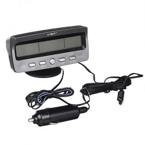 Автомобільний годинник VST 7045 електронний з термометром Black Gray (av166-hbr)