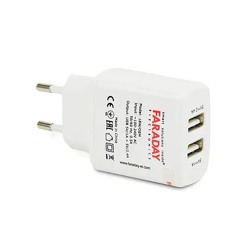 Блок живлення Faraday Electronics 18W/OEM з 2 USB виходами 5V/1A+2.4A