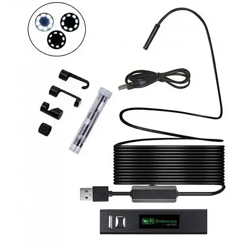 Ендоскоп USB Wi-Fi камера бороскоп 8 мм 10 м Black