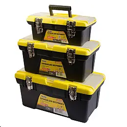 Ящики для інструментів з металевими замками MASTERTOOL 3 шт 13"/ 16"/ 19" (79-2004)