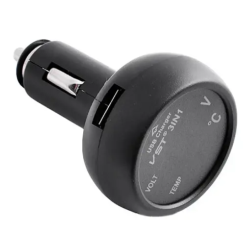 Автомобільний вольтметр з термометром + USB зарядка VST 706 від прикурювача Black/Red (10698-hbr)