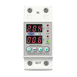 Однофазне реле контролю напруги та струму TOMZN TOVPD1-60-EC з РК 220В 63А 2DIN N