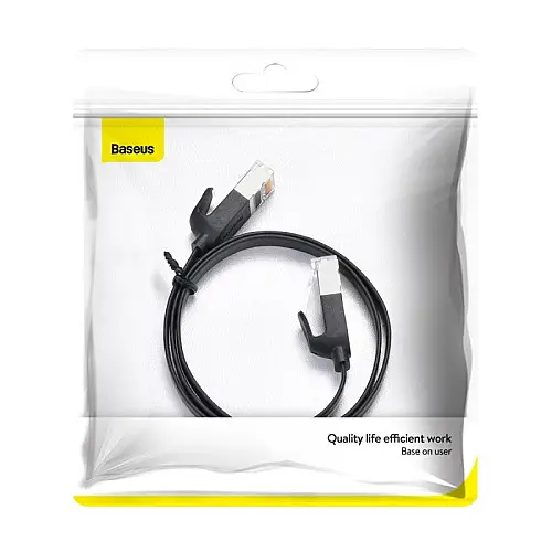 Патч-корд для интернета BASEUS RJ45 Gigabit flat 1 м, черный