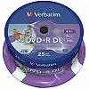 Диск DVD Verbatim 8.5Gb 8X CakeBox 25шт Printable (43667)