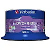 Диск DVD Verbatim 8.5Гб 8X CakeBox 50 шт MATT SILVER SURFACE (43758)