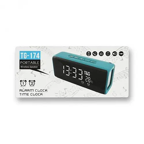 Портативная колонка с часами TG 174 Бирюзовая