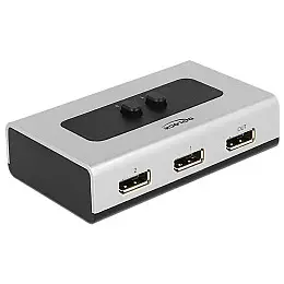 Перехідник моніторний Delock DisplayPort 2x1 (Switch) v1.4 8K@30Hz ручний сірий (70.08.7668)