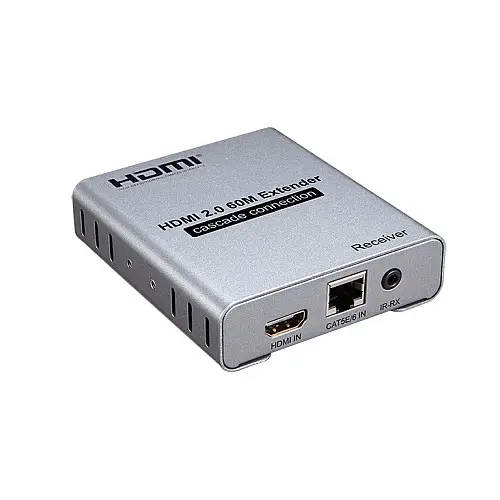 Перехідник аудіо-відео Lucom HDMI M/F (over RJ45) x1 60m 4K@60Hz (120mx30Hz)TX+RX сірий (62.09.8036)