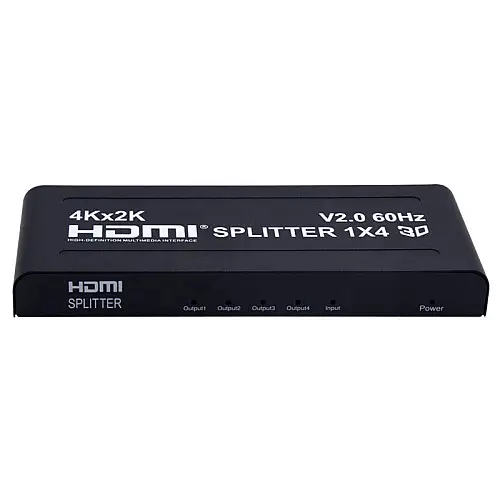Розгалужувач сплітер Lucom HDMI 1x4 Splitter Act v2.0 4K@60Hz Чорний (62.09.8250)