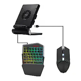 Мобильный игровой адаптер геймпад с клавиатурой мышкой охлаждением SUNROZ P6 Union PUBG Mobile Bluetooth 3 в 1 Черный