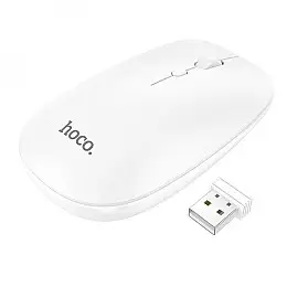 Бездротова оптична Мишка Hoco GM15 Art дворежимна 2.4G/BT v3.0 + v5.0, 800/1200/1600DPI кнопка 4D Білий