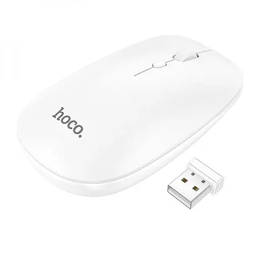 Беспроводная оптическая Мышка Hoco GM15 Art двухрежимная 2.4G/BT v3.0 + v5.0, 800/1200/1600DPI кнопка 4D Белый