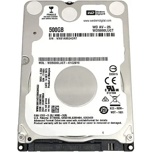 Жорсткий диск Western Digital AV-25 500GB 5400rpm 16MB WD5000LUCT 2.5 SATA II