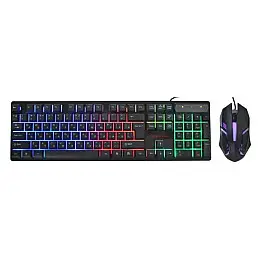 Комплект проводної ігрової клавіатури і миші UKC KR-6300TZ з RGB підсвіткою Чорний