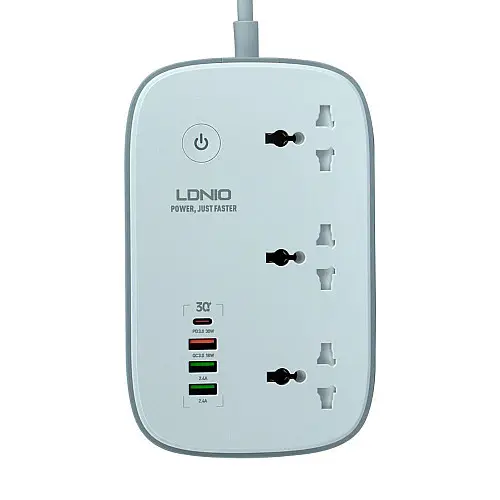 Удлинитель сетевой LDNIO SCW3451 WiFi 3 резетки PD / QC 3.0 2m 3USB Type-C White