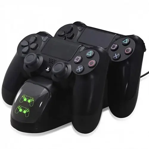 Подвійна зарядна станція Dobe для геймпадів PlayStation (PS4 / PS4 Slim / PS4 Pro) Dualshock 4 з LED індикатором Чорна