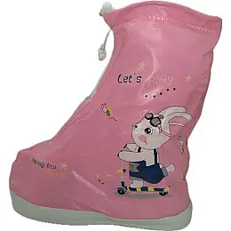 Дитячі гумові бахилі Lesko S 17,5 см Рожевий Кролик Let`s play (15347-hbr)