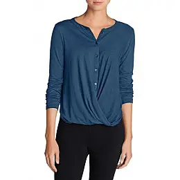 Блузка Eddie Bauer Womens Girl On The Go Wrap It Up Top BALTIC M Синій (5154BT)