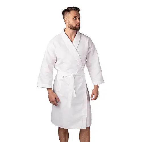 Вафельный халат Luxyart Кимоно М Белый (LS-0391)