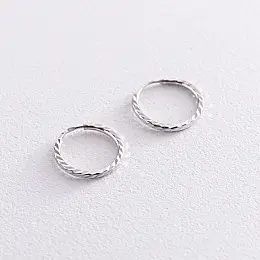 Серьги - кольца в белом золоте (1.5 см) с07312 Оникс