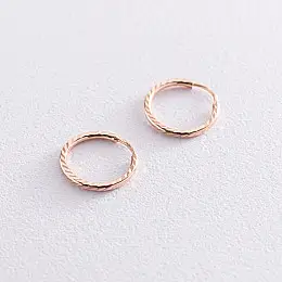 Серьги - кольца в красном золоте (1.5 см) с01874 Оникс