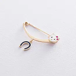 Золота шпилька Hello Kitty та підкова зак00300 Онікс