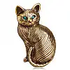 Брошь BROCHE Кошка с зелёными глазами золотистая BRSF110765