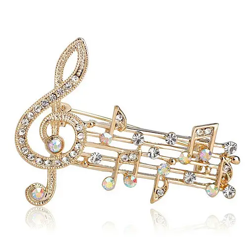 Брошь BROCHE Скрипичный ключ Ноты золотистая BRSF110928