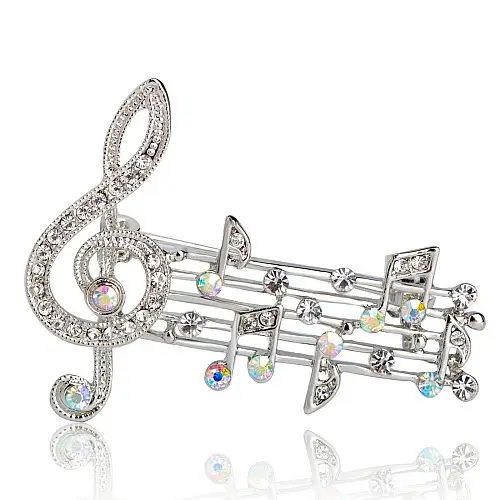 Брошь BROCHE Скрипичный ключ Ноты серебристая BRSF110840