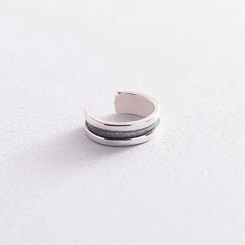 Серебряная серьга - каффа Линии 123109 Оникс 0.90 г