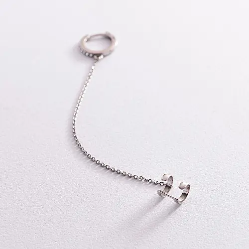 Серебряная серьга - каффа 4999 Оникс 1.62 г Белый