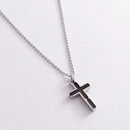 Чоловіче кольє Хрест зі срібла ZANCAN EXC487-60 Оникс 5.40 г.