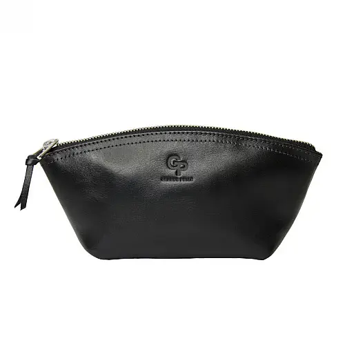 Косметичка Grande Pelle 805610 глянцевая кожа Черная 11 × 24 × 7.5