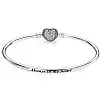 Серебряный браслет-бенгл сердце Pave Pandora 590722CZ 19