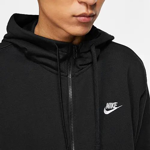 Бомбер чоловічий Nike M Nsw Club Hoodie Fz Ft S Чорний (BV2648-010)