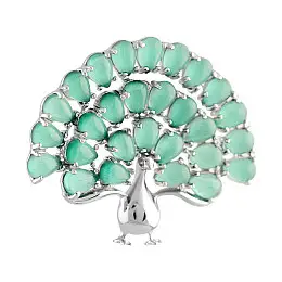 Серебряная брошка SilverBreeze с кошачьим глазом (2109389)