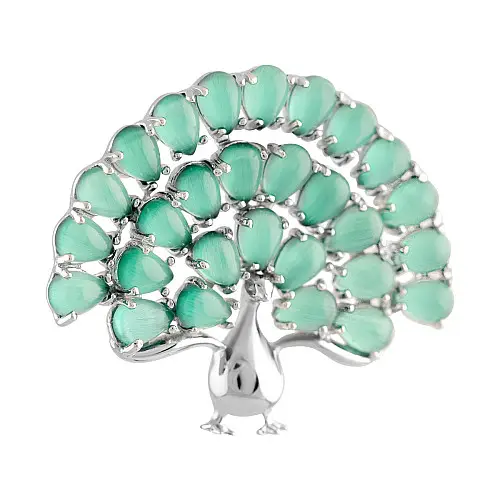 Серебряная брошка SilverBreeze с кошачьим глазом (2109389)