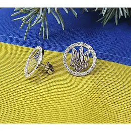 Пусеты с гербом Украины Maxi Silver 9157