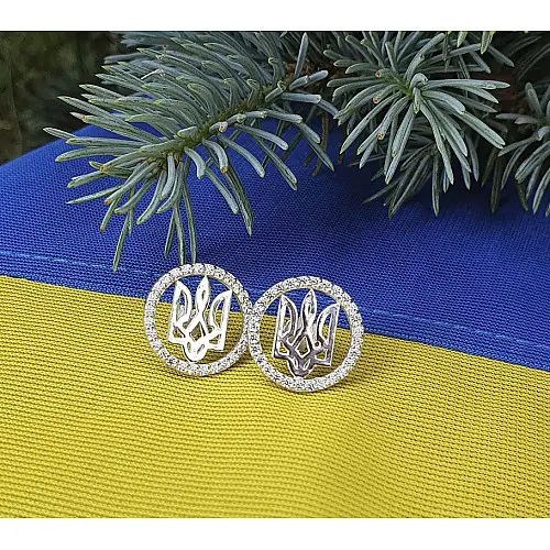 Пусеты с гербом Украины Maxi Silver 9157