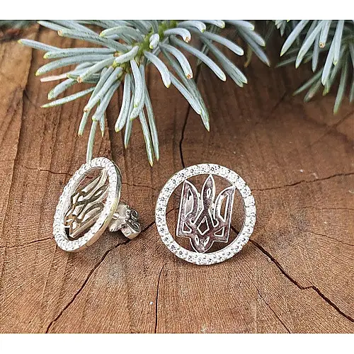 Пусеты с гербом Украины Maxi Silver 9157